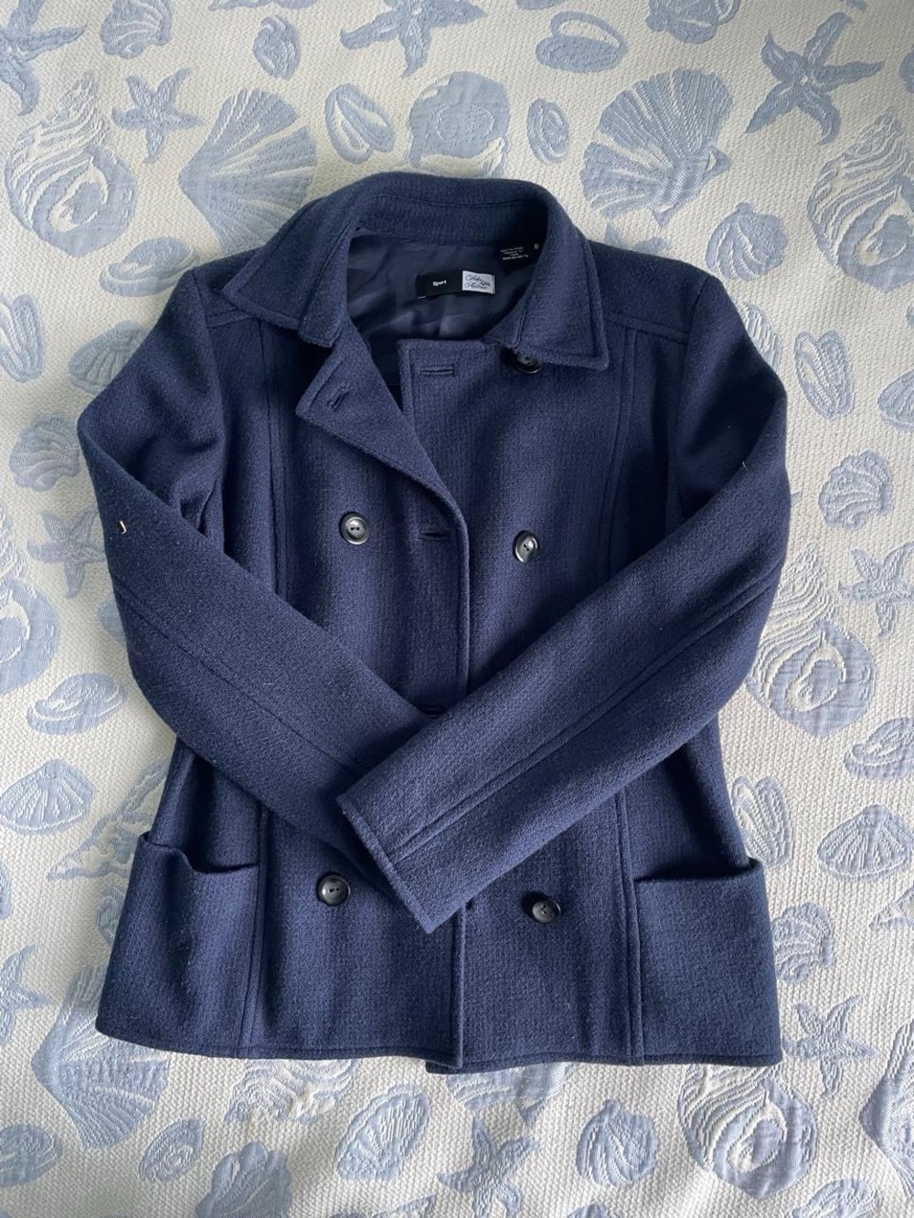 Wool Saks Fifth Avenue sport Navy Peacoat